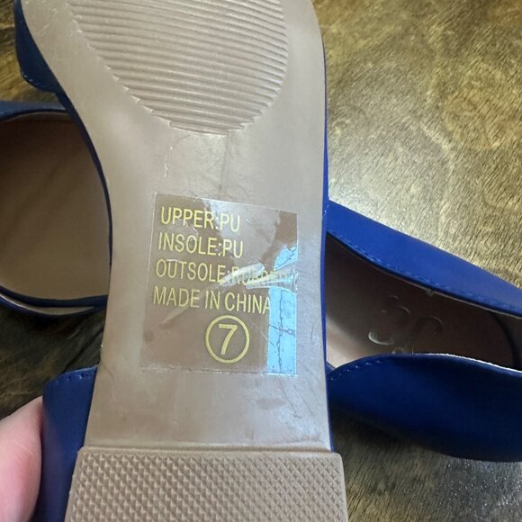 Womens Blue Pointed-Toe DOrsay Flats With Faux Leather Upper 8 - Picture 10 of 11